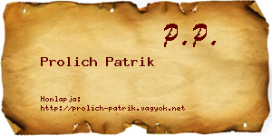 Prolich Patrik névjegykártya